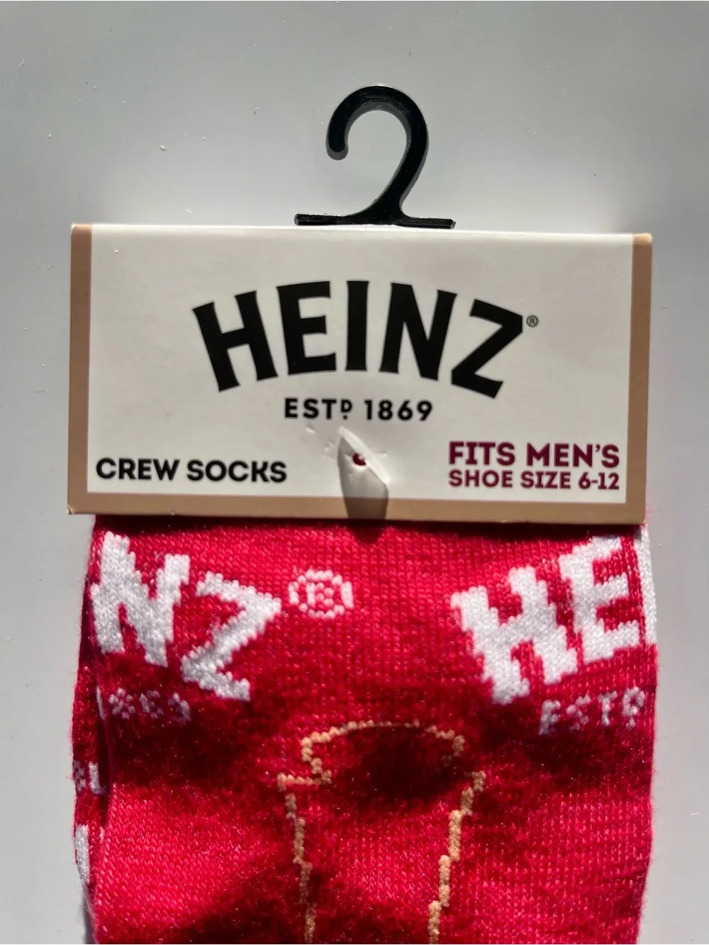 Heinz Logo Crew Socks - Red - Funny Unisex Casual Socks - Men 6-12 / W 8-14
